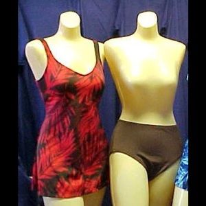 Red brown Jantzen swimdress swimsuit two piece